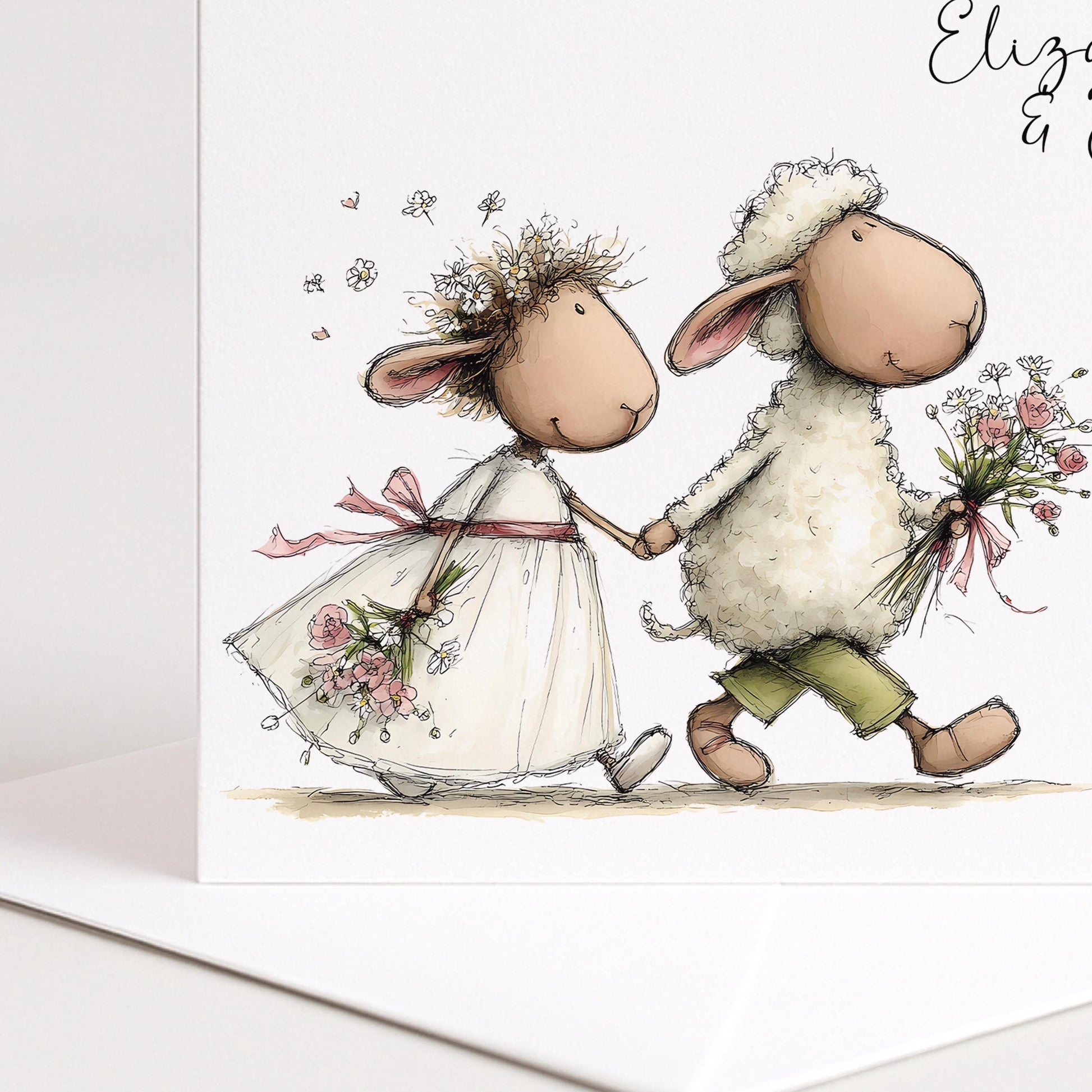 Wedding Card Couple – Personalised Romantic Matte Finish Card with Bride and Groom