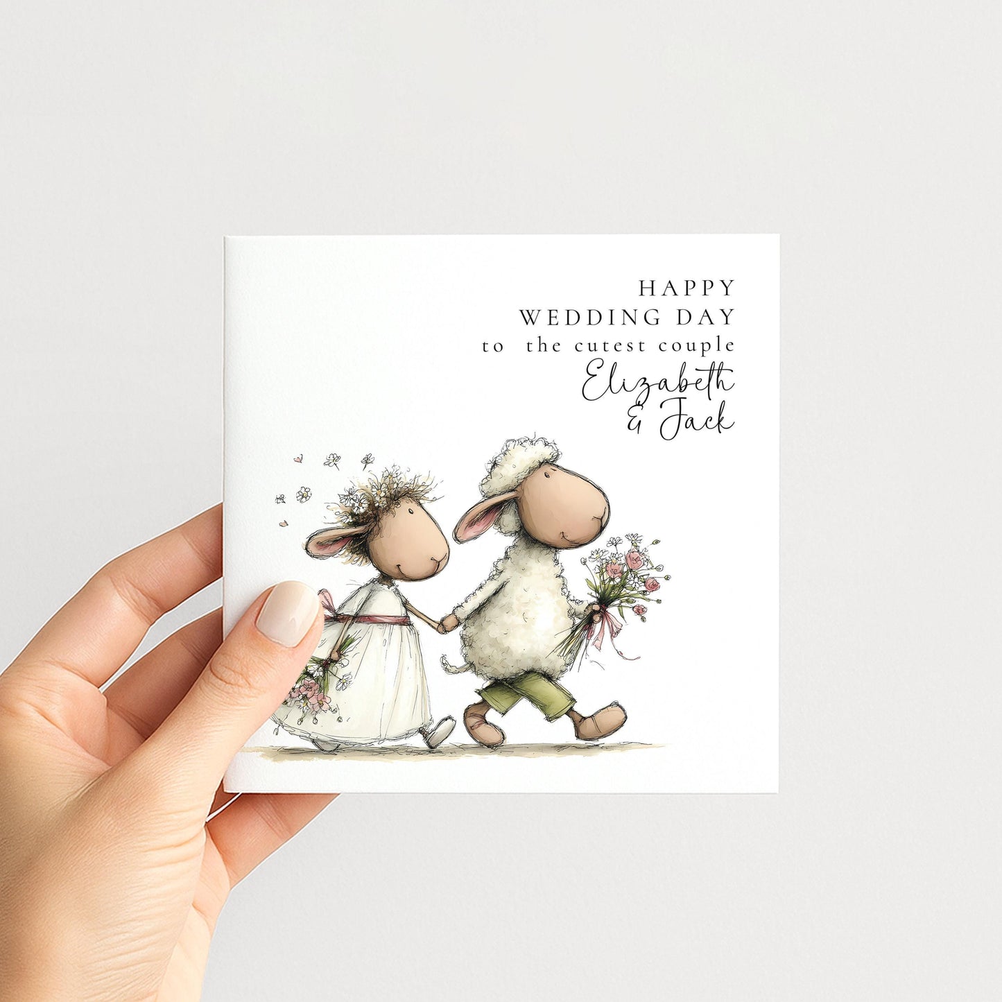 Wedding Card Couple – Personalised Romantic Matte Finish Card with Bride and Groom