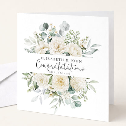 Wedding Card Couple – Personalised Wedding Card With Floral Heart Wreath Design