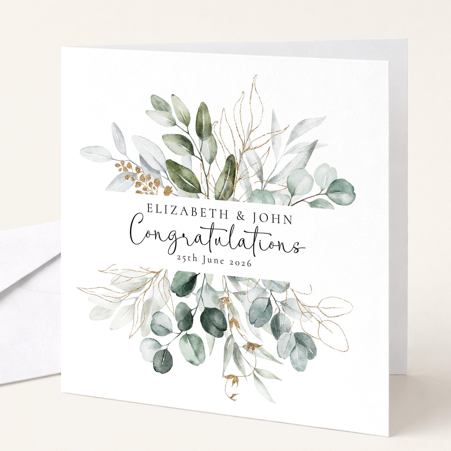 Wedding Card Couple – Personalised Wedding Card With Floral Heart Wreath Design
