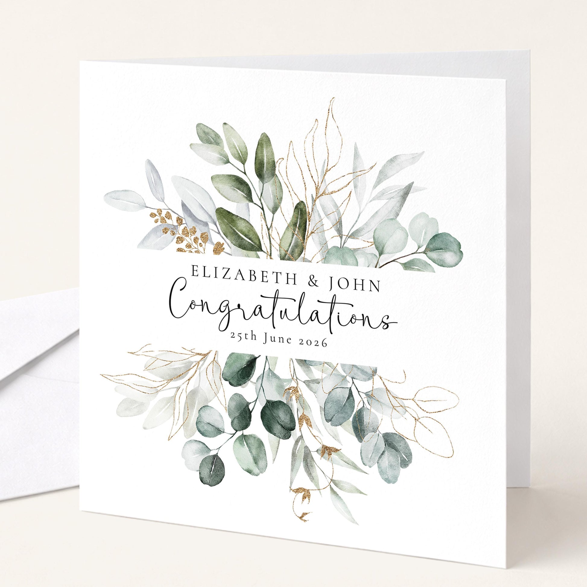 Wedding Card Couple – Personalised Wedding Card With Floral Heart Wreath Design