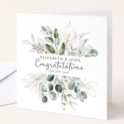 Wedding Card Couple – Personalised Wedding Card With Floral Heart Wreath Design