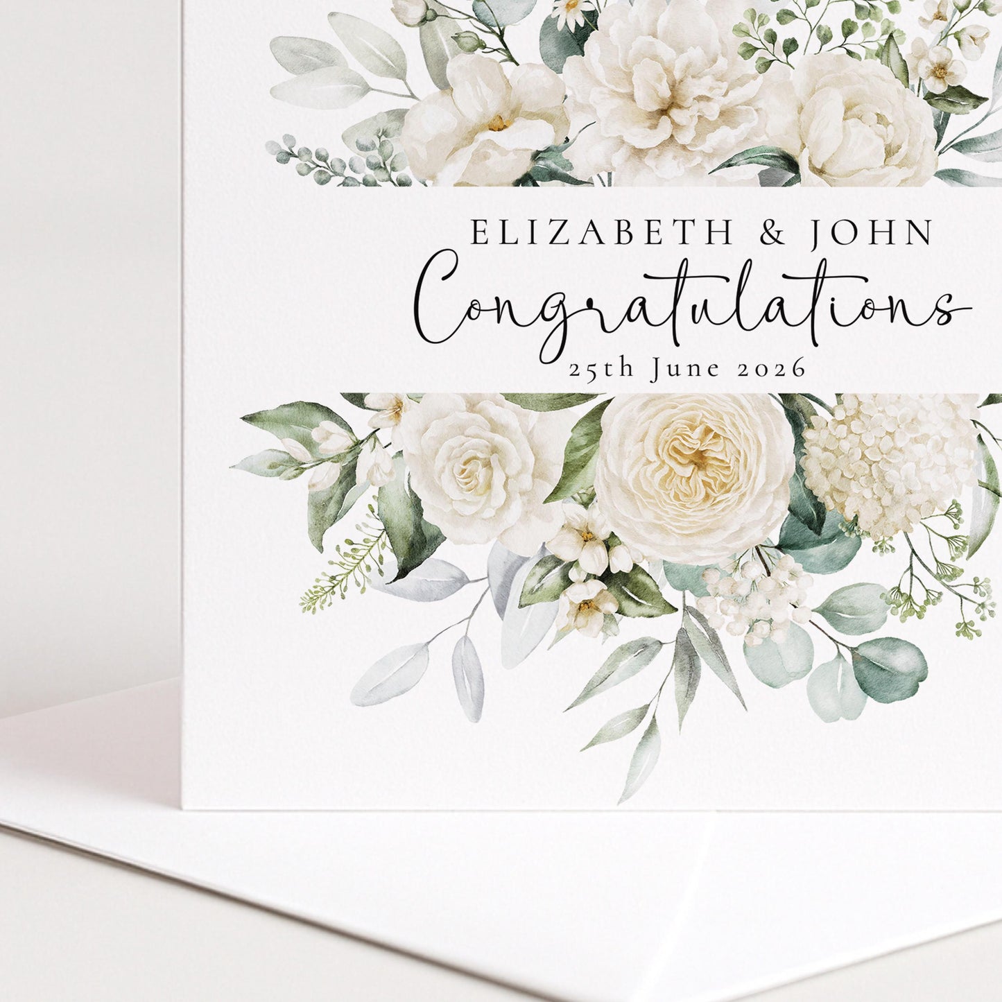 Wedding Card Couple – Personalised Wedding Card With Floral Heart Wreath Design
