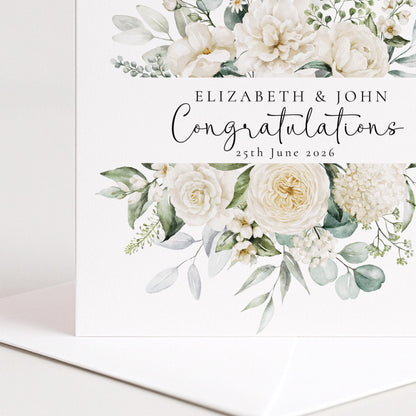 Wedding Card Couple – Personalised Wedding Card With Floral Heart Wreath Design
