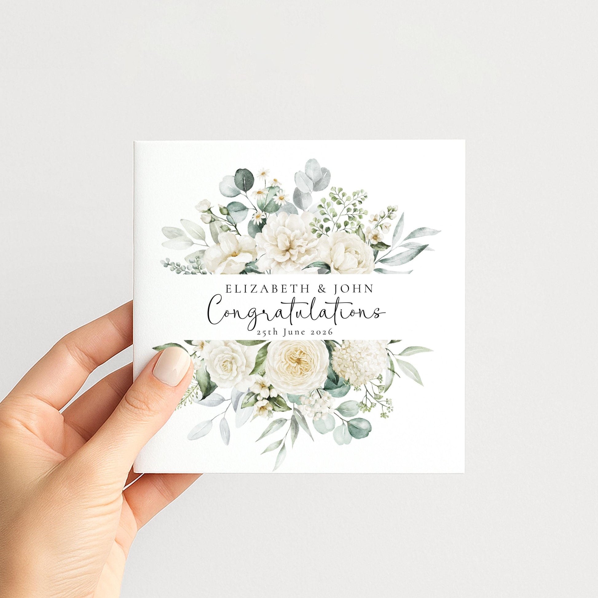 Wedding Card Couple – Personalised Wedding Card With Floral Heart Wreath Design