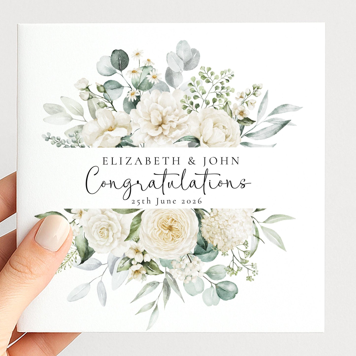 Wedding Card Couple – Personalised Wedding Card With Floral Heart Wreath Design