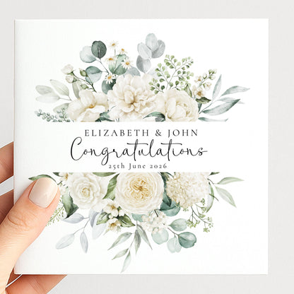 Wedding Card Couple – Personalised Wedding Card With Floral Heart Wreath Design