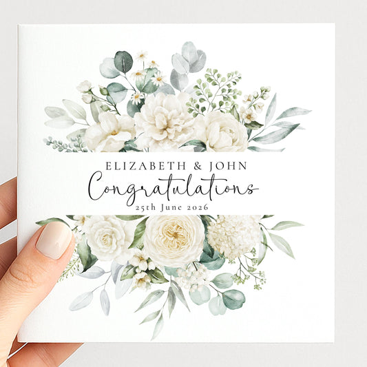 Wedding Card Couple – Personalised Wedding Card With Floral Heart Wreath Design