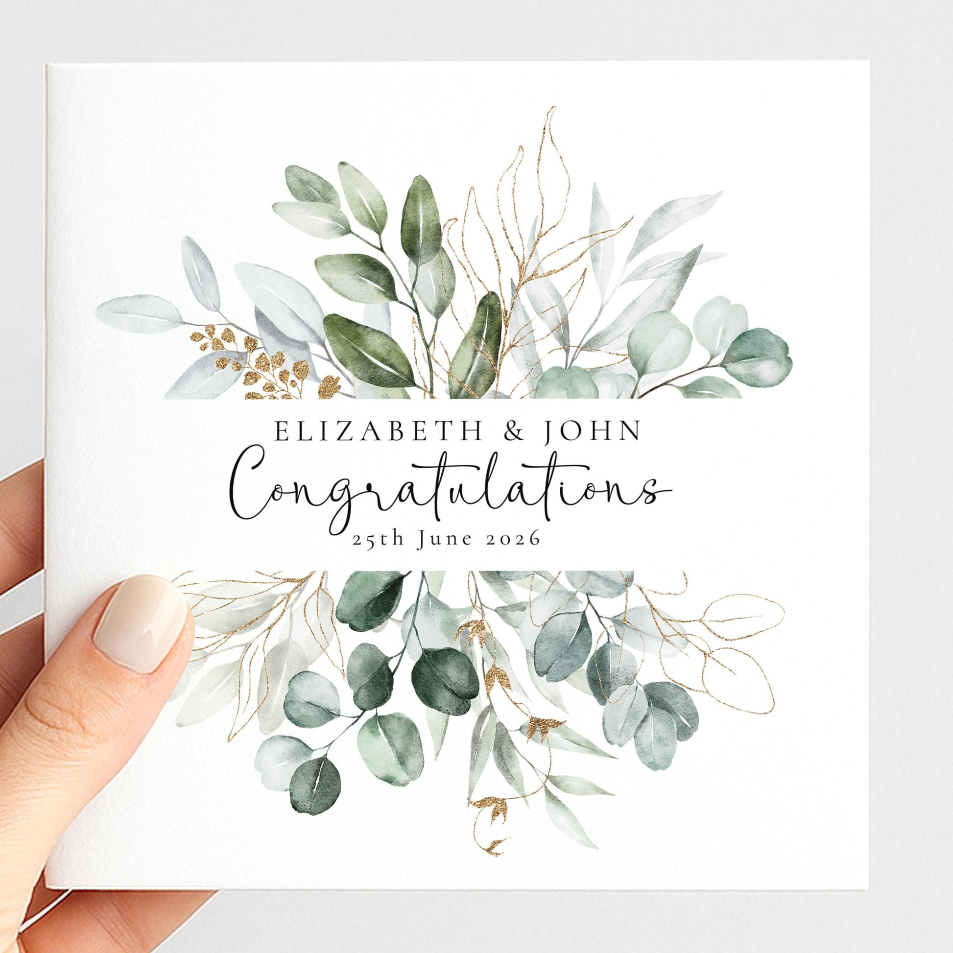 Wedding Card Couple – Personalised Wedding Card With Floral Heart Wreath Design