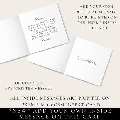 Wedding Congratulations Card – Personalised Champagne Wedding Keepsake With Floral Design