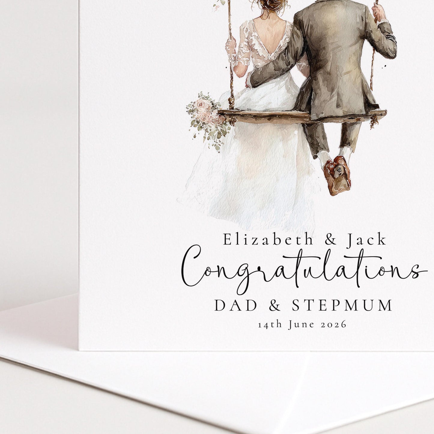 Wedding Congratulations Card – Personalised Dad & Stepmum Family Keepsake