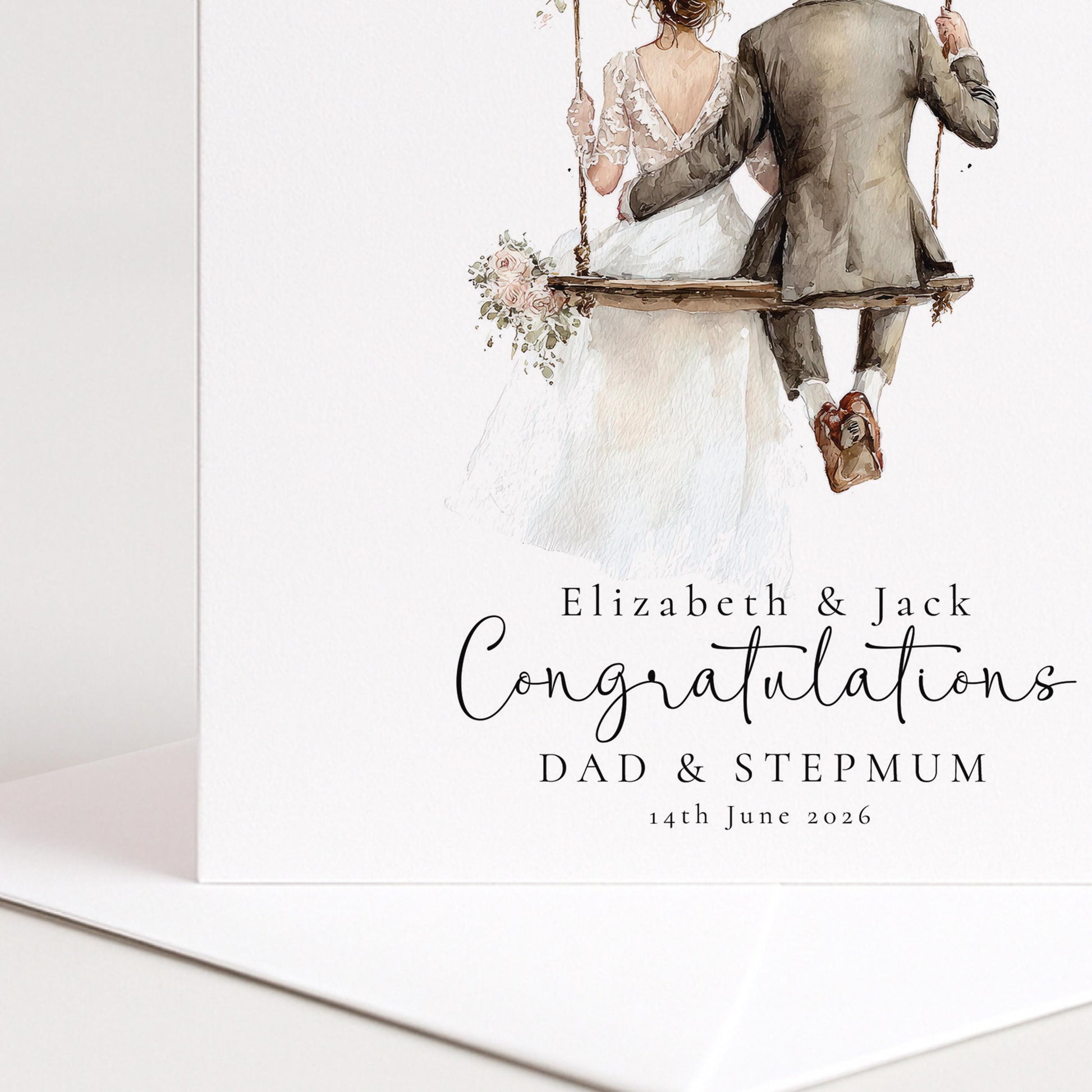 Wedding Congratulations Card – Personalised Dad & Stepmum Family Keepsake