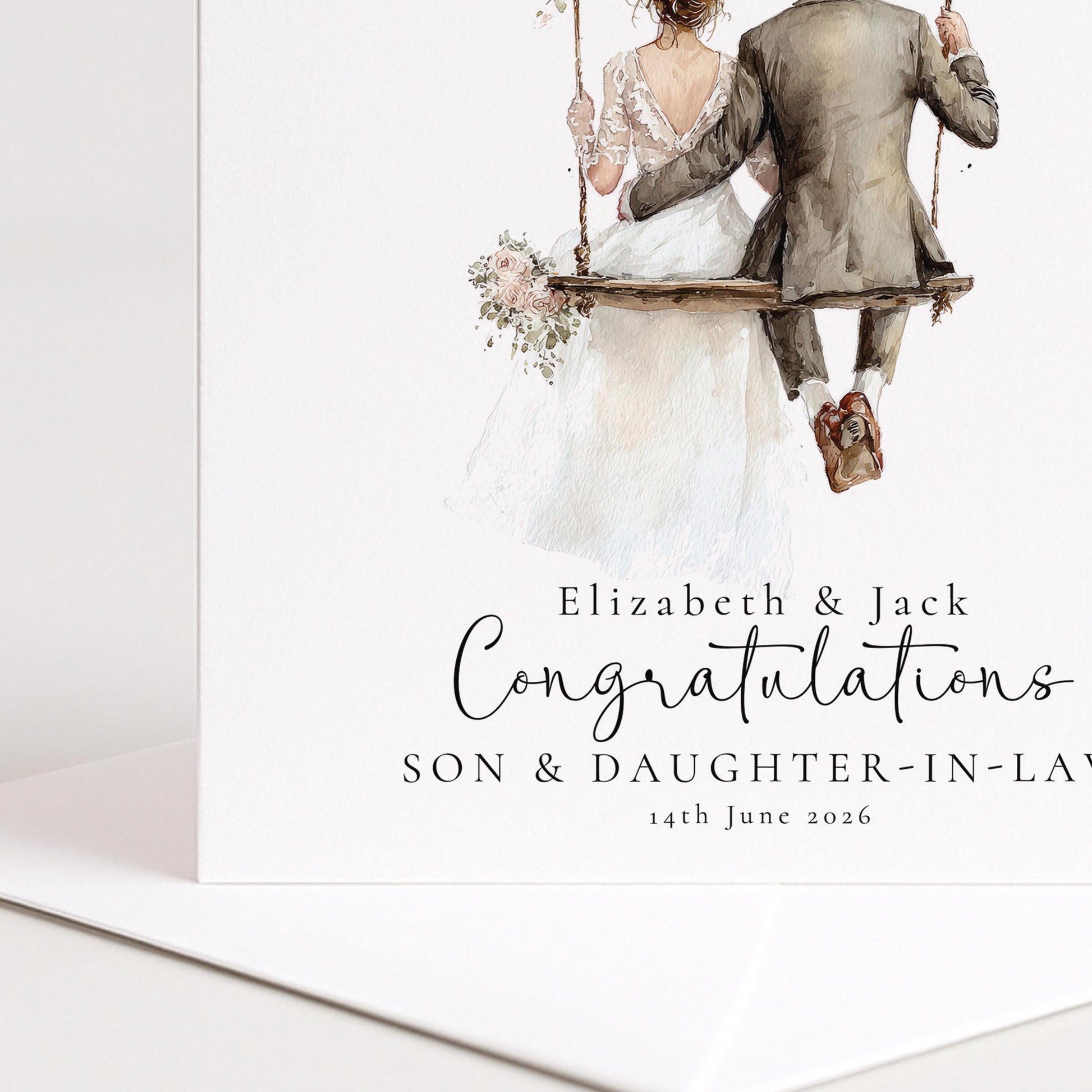Wedding Congratulations Card – Personalised Son & Daughter-in-Law Keepsake