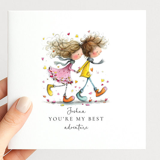 You’re My Best Adventure Card - Personalised Romantic Greeting Card With Matte Finish