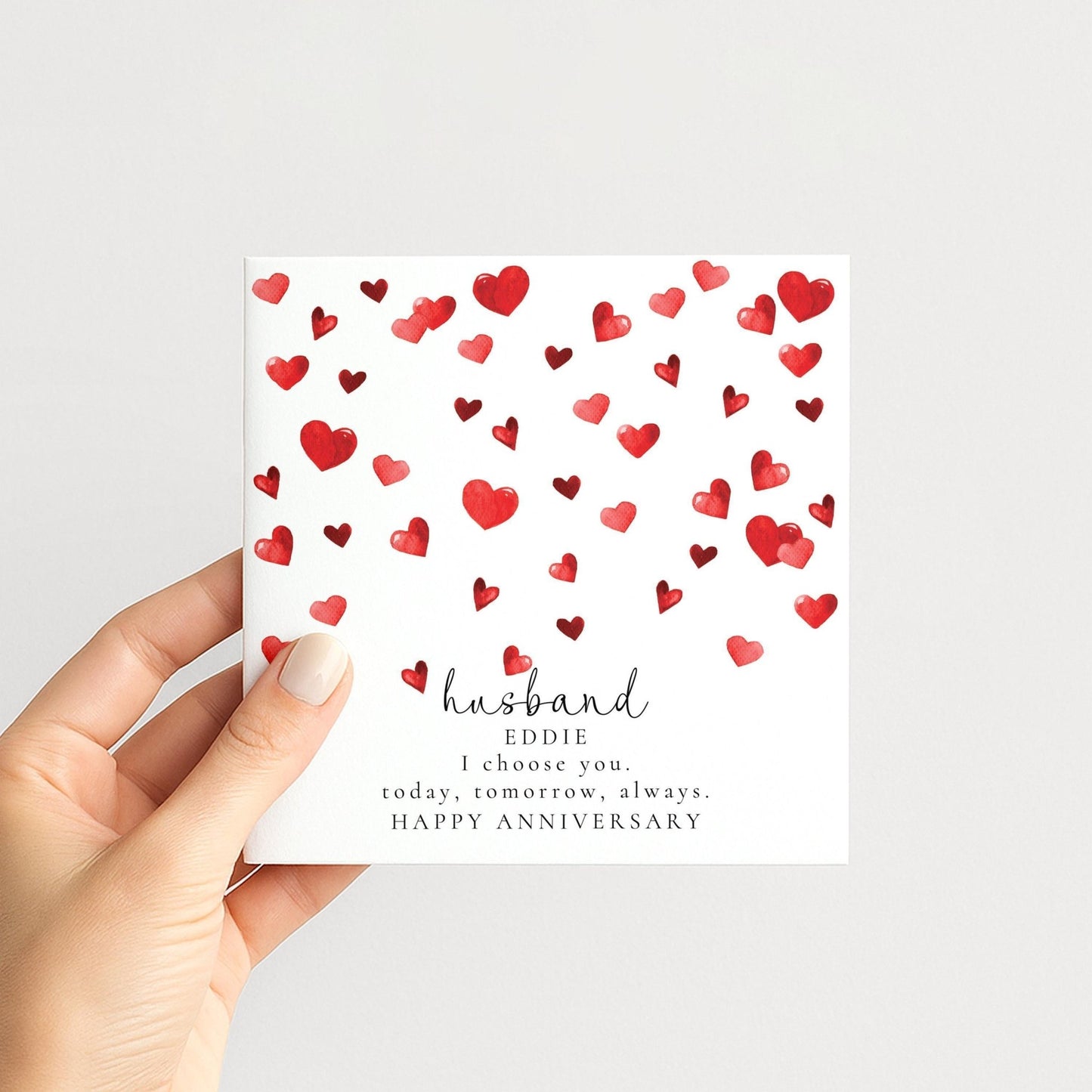 Anniversary Card Husband – Personalised Watercolour Heart Romantic Keepsake