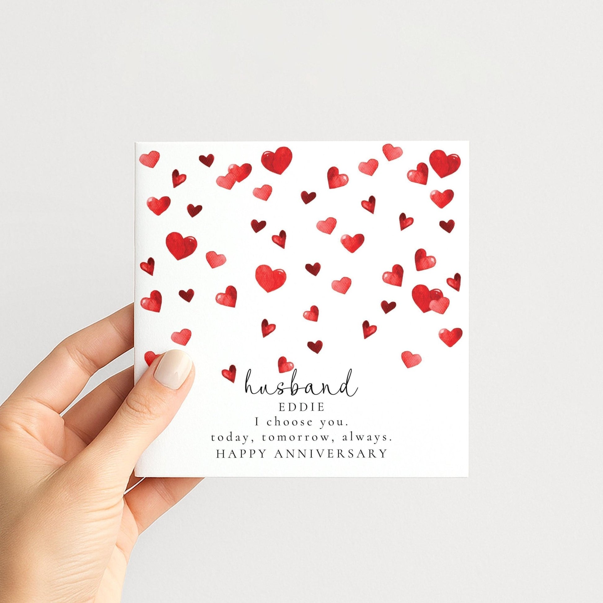 Anniversary Card Husband – Personalised Watercolour Heart Romantic Keepsake