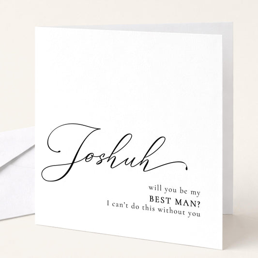 Whimsi Lilley "Will You Be My Best Man" proposal card featuring elegant design for wedding proposal or engagement.