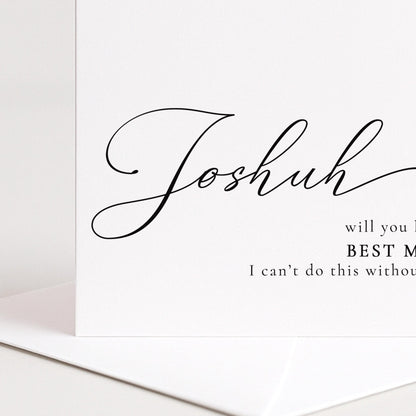 Whimsi Lilley Best Man Proposal Card with "Will You Be..." message, featuring elegant design for wedding proposal.