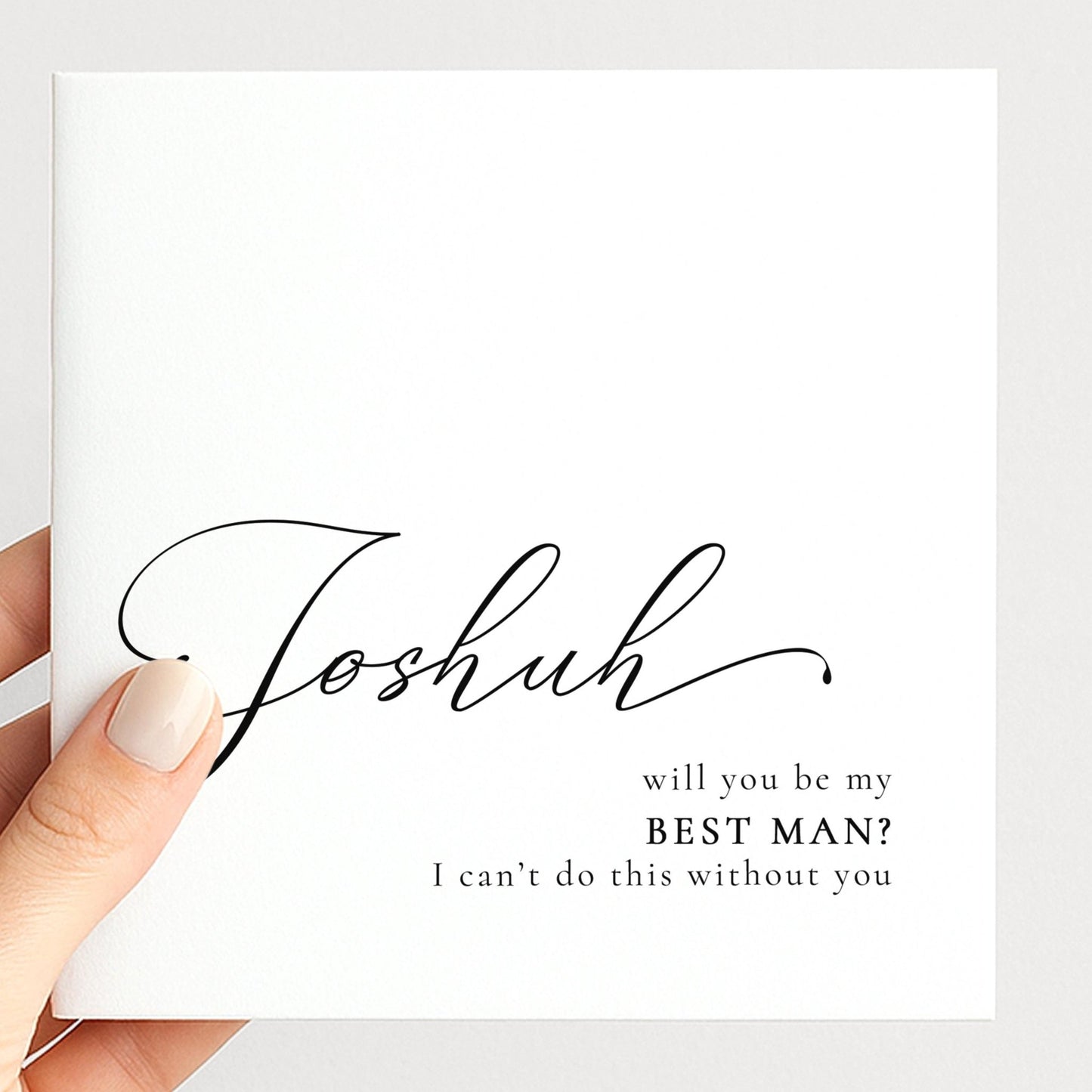 Whimsi Lilley "Will You Be My Best Man" proposal card with elegant design and heartfelt message for wedding proposal.