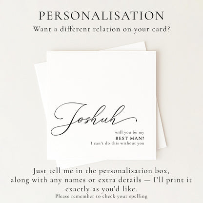 Whimsi Lilley Best Man Proposal Card with "Will You Be..." message, featuring elegant design for wedding proposal.