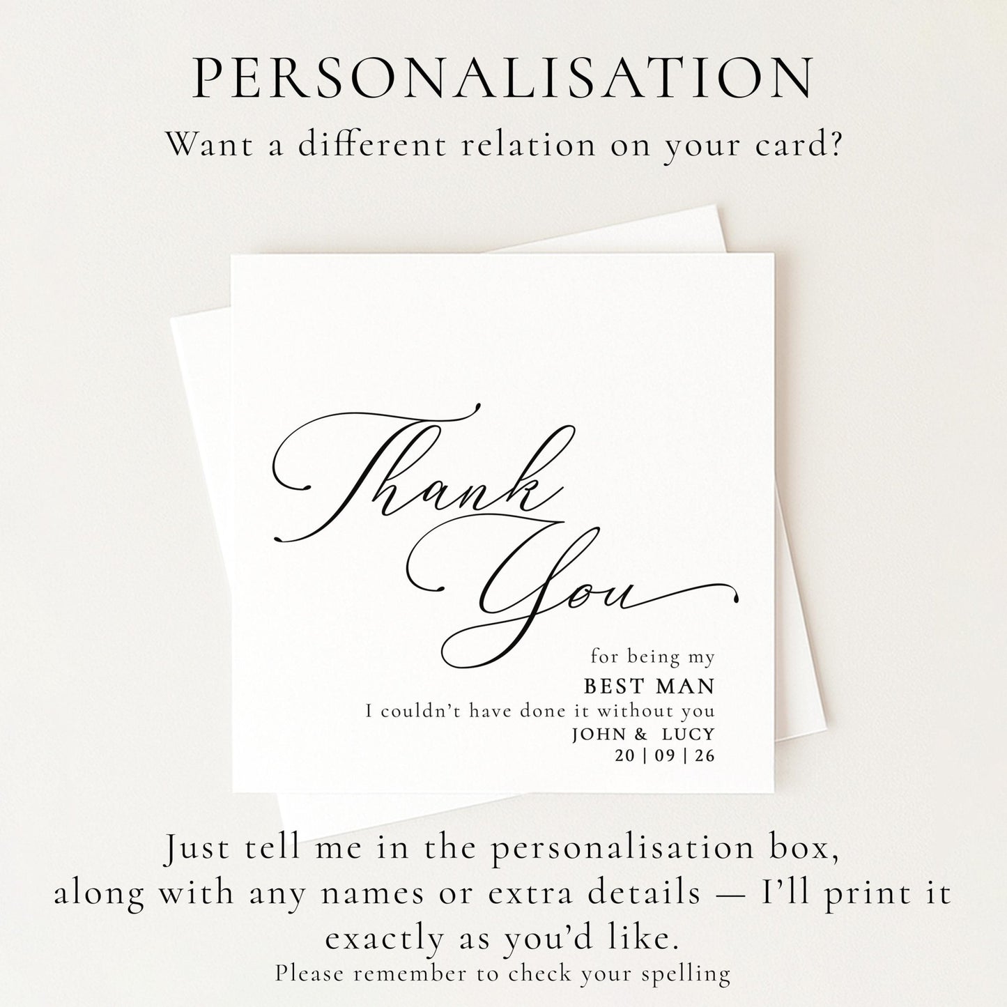 Whimsi Lilley Best Man Thank You Card featuring "Will You Be" message with elegant design and heartfelt sentiment.