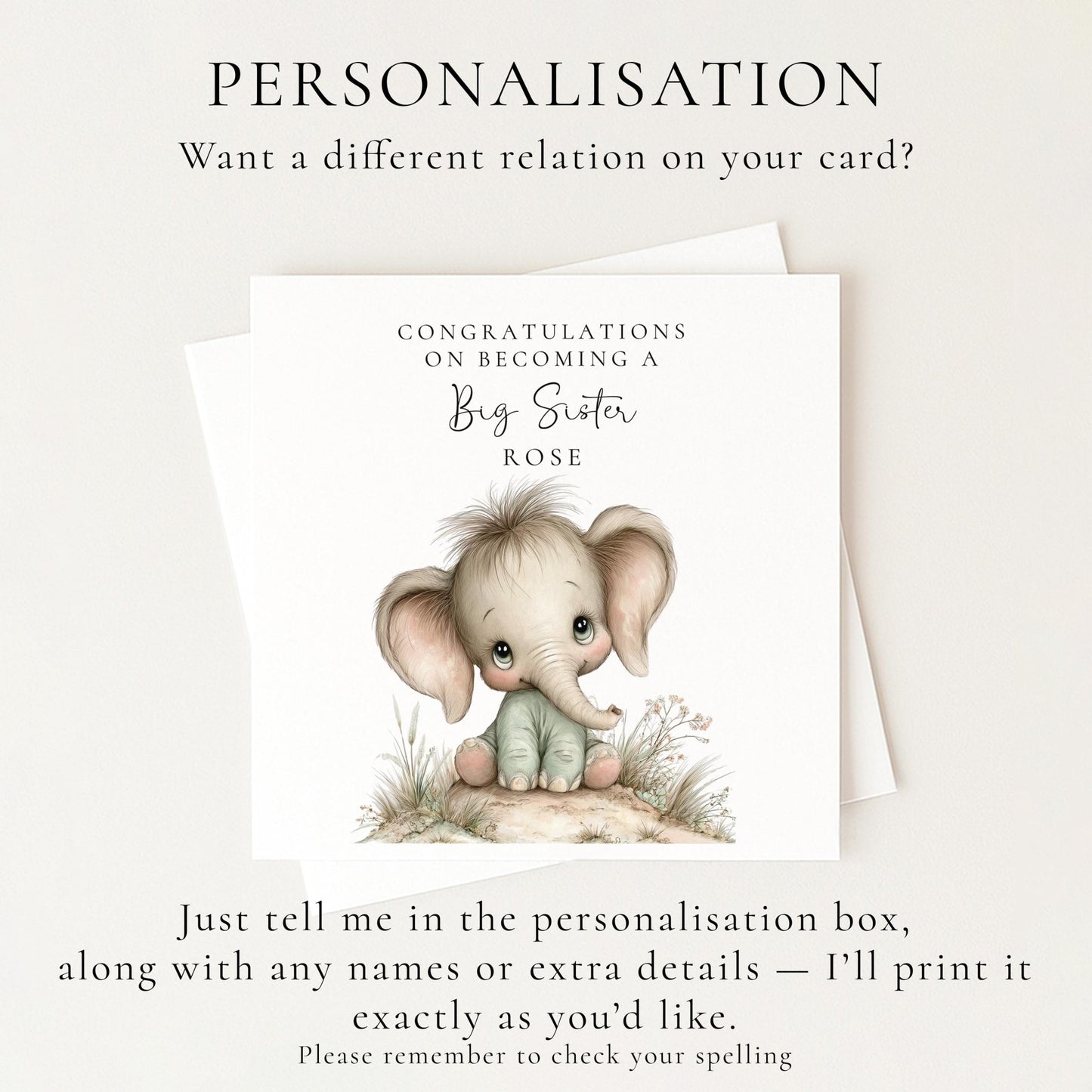 Big Sister Card from Baby - Whimsi Lilley