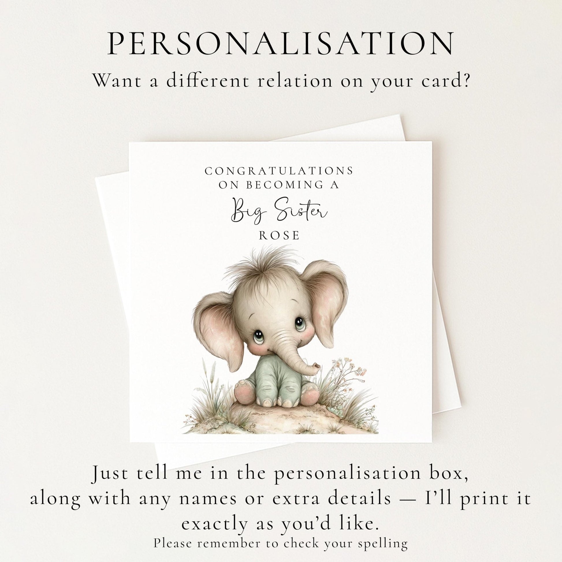 Big Sister Card from Baby - Whimsi Lilley