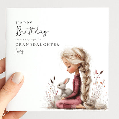 Birthday Card Granddaughter – Personalised Floral Design With Custom Name