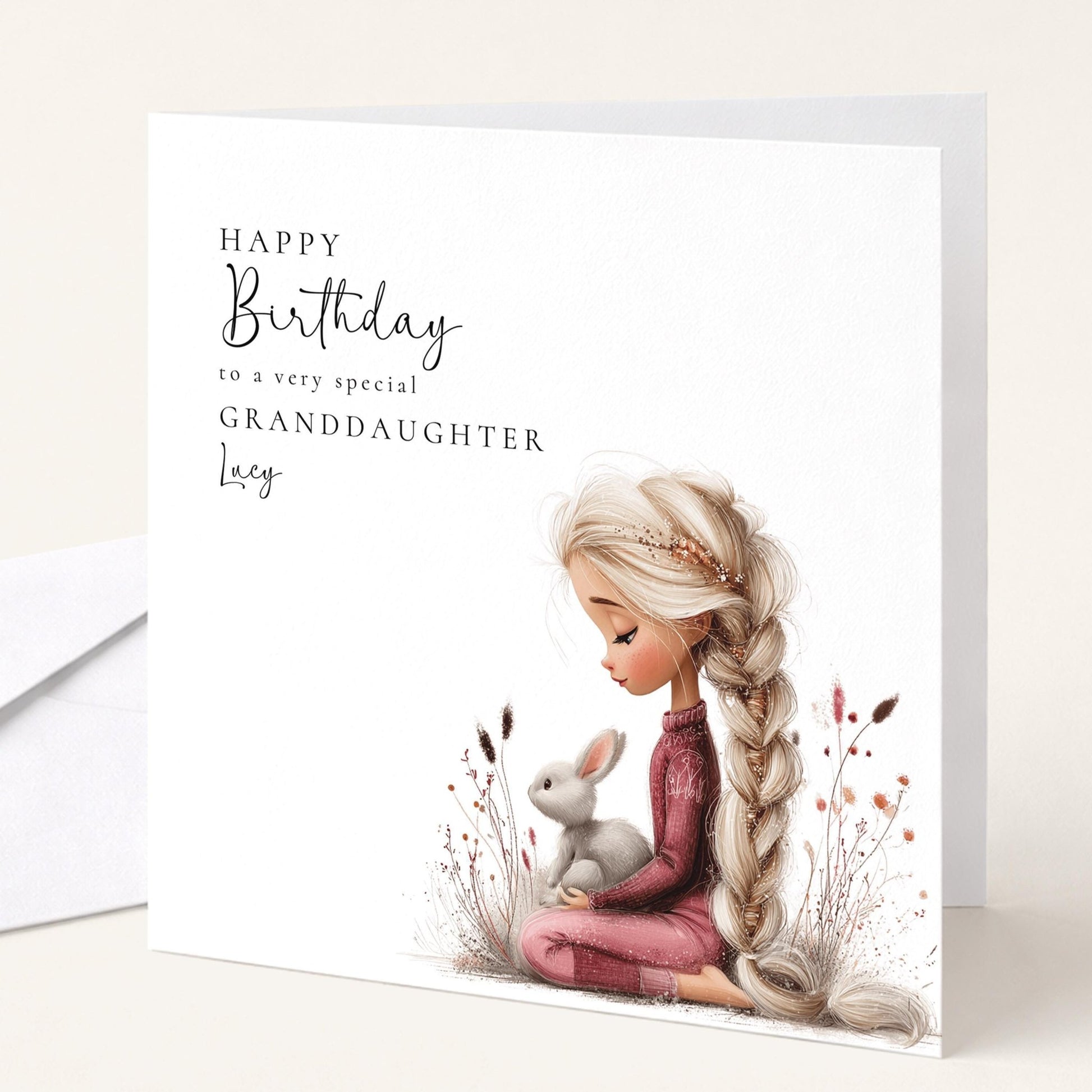 Birthday Card Granddaughter – Personalised Floral Design With Custom Name