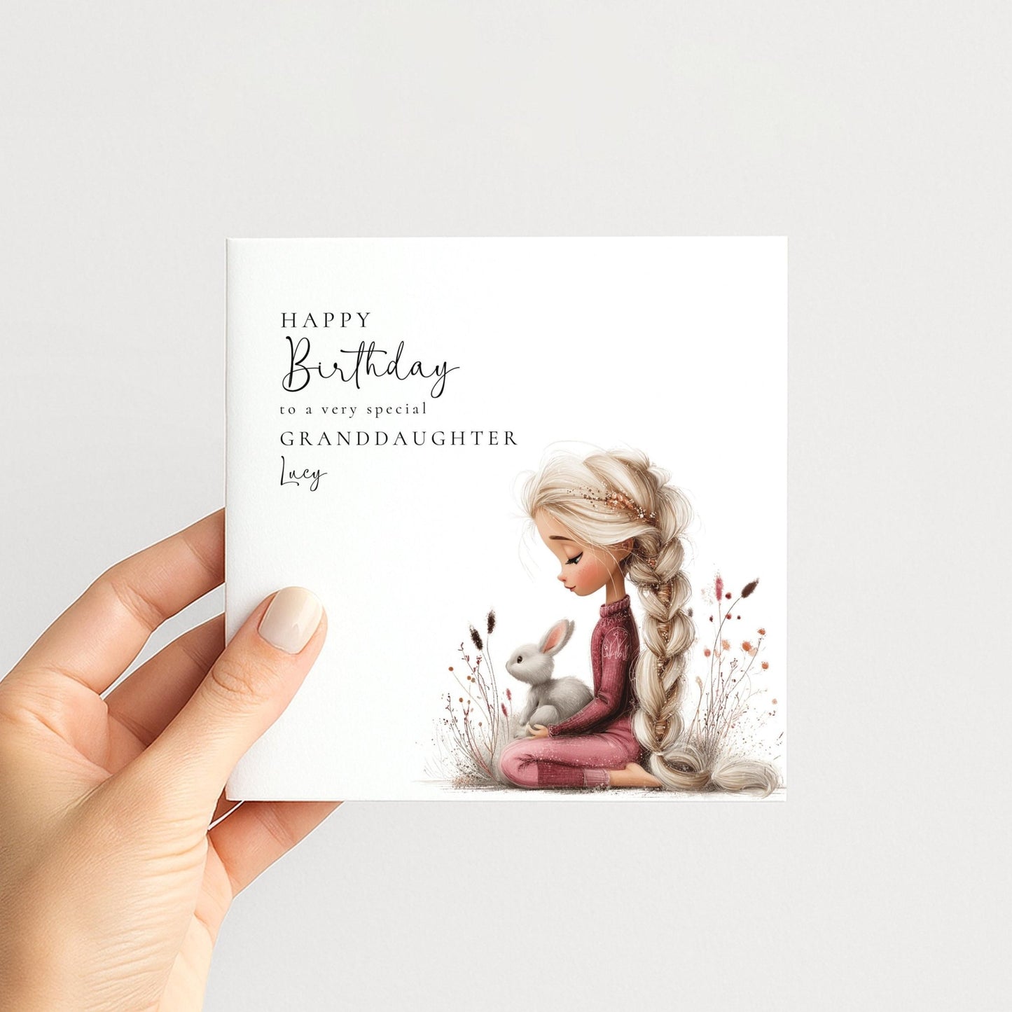 Birthday Card Granddaughter – Personalised Floral Design With Custom Name