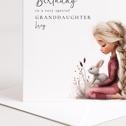 Birthday Card Granddaughter – Personalised Floral Design With Custom Name