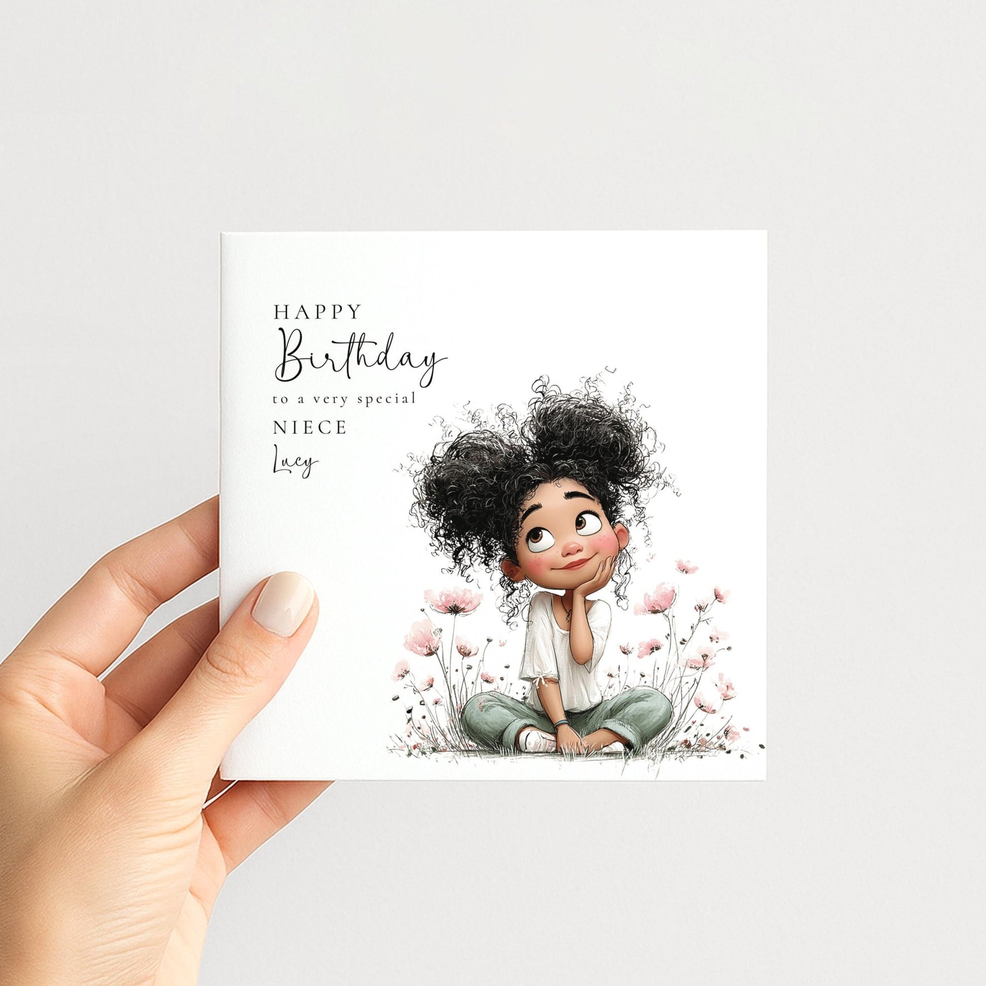 Birthday Card Niece – Personalised Floral Greeting Card With Custom Name