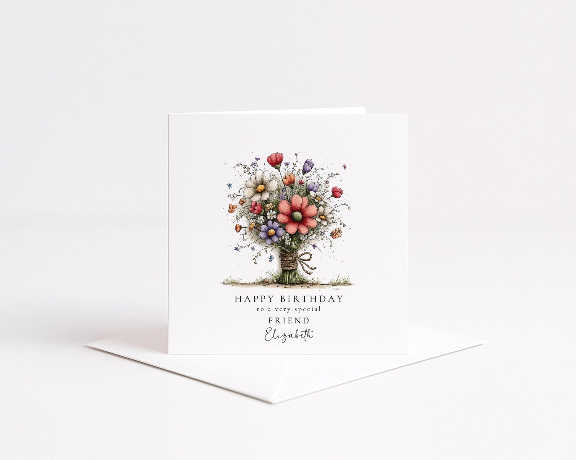Birthday Card Friend – Floral Personalised Birthday Greeting Card - Whimsi Lilley