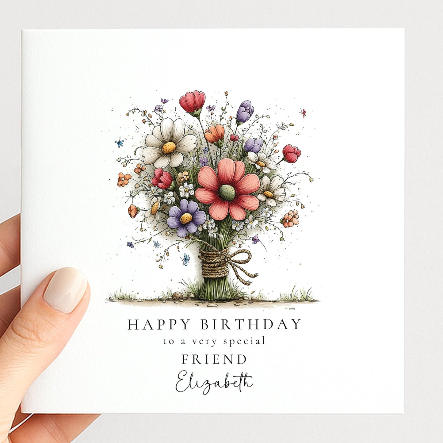 Birthday Card Friend – Floral Personalised Birthday Greeting Card - Whimsi Lilley