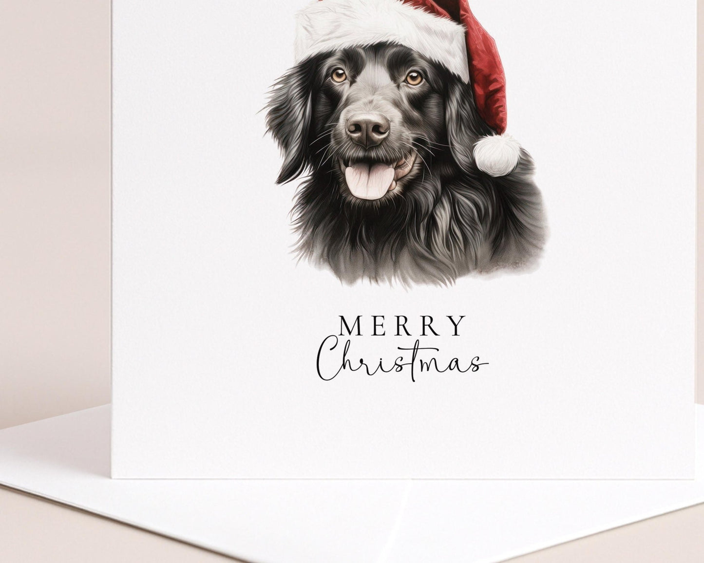 Black Labrador Christmas Card - Personalised Festive Dog Greeting With Santa Hat - Whimsi Lilley