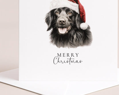 Black Labrador Christmas Card - Personalised Festive Dog Greeting With Santa Hat - Whimsi Lilley