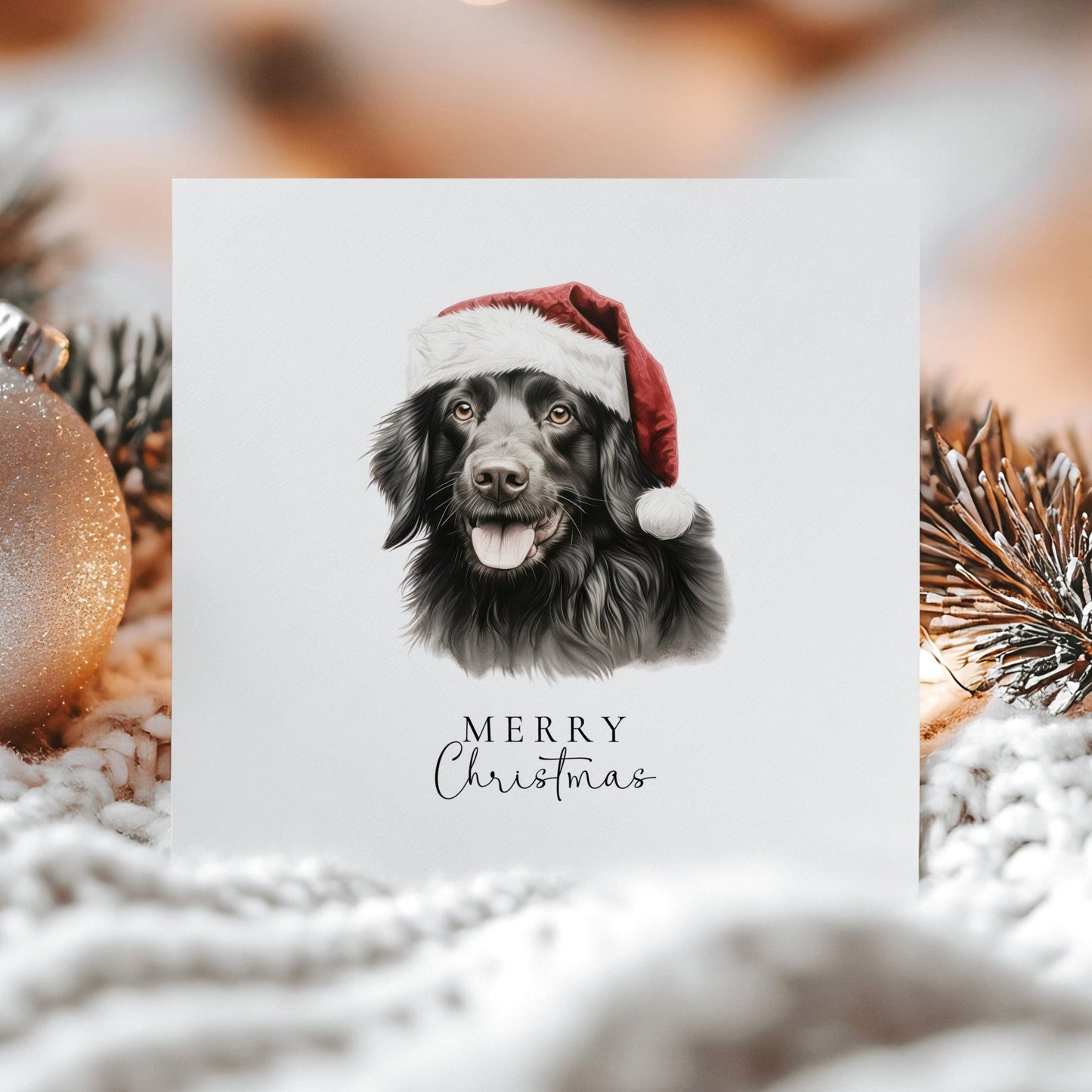 Black Labrador Christmas Card - Personalised Festive Dog Greeting With Santa Hat - Whimsi Lilley