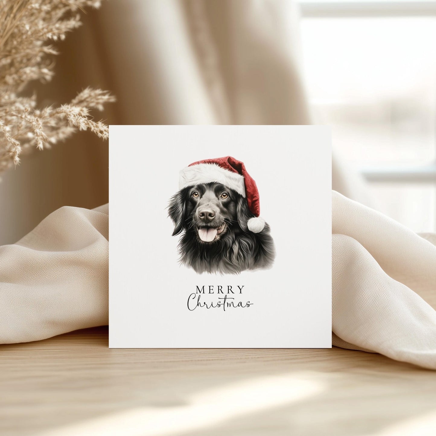 Black Labrador Christmas Card - Personalised Festive Dog Greeting With Santa Hat - Whimsi Lilley