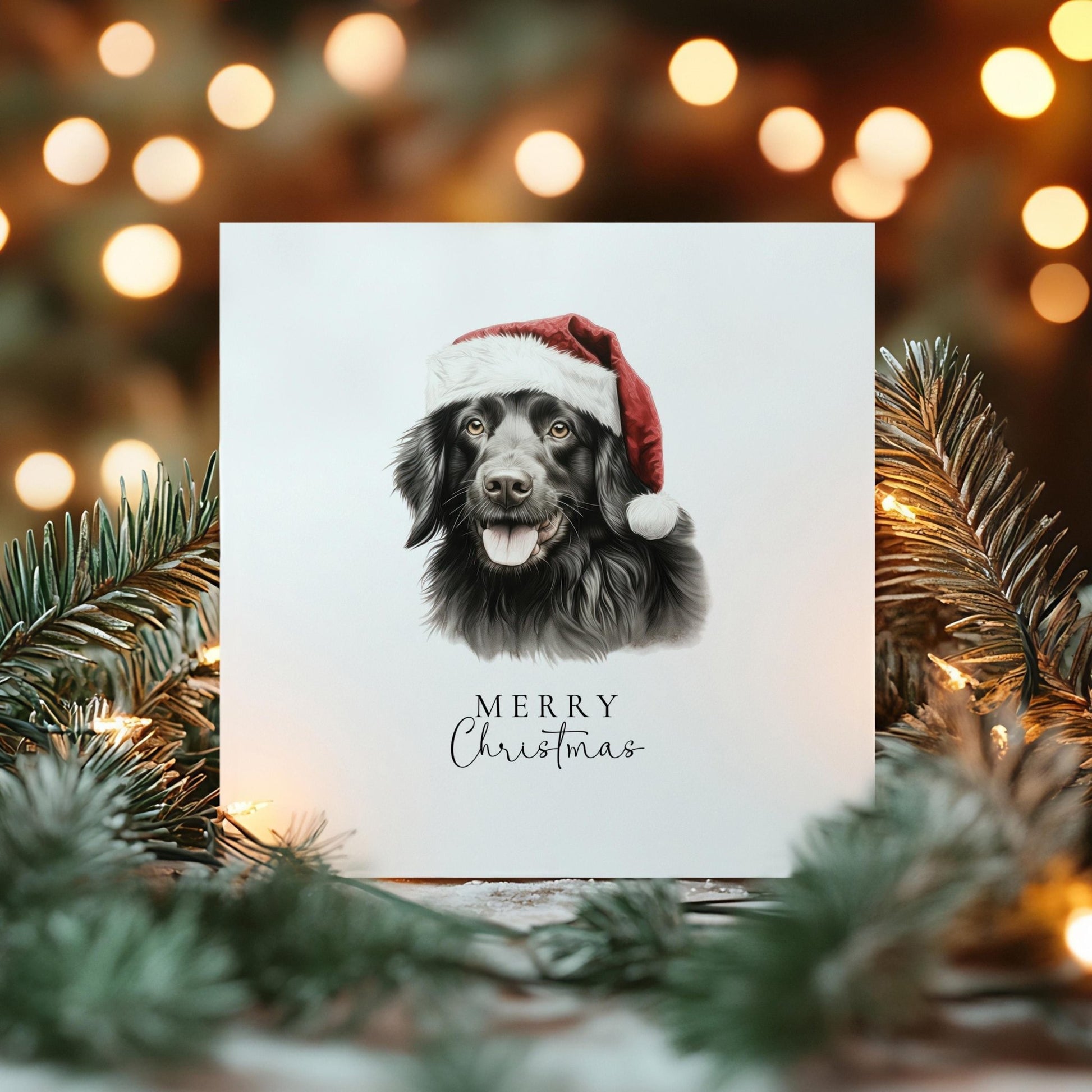 Black Labrador Christmas Card - Personalised Festive Dog Greeting With Santa Hat - Whimsi Lilley