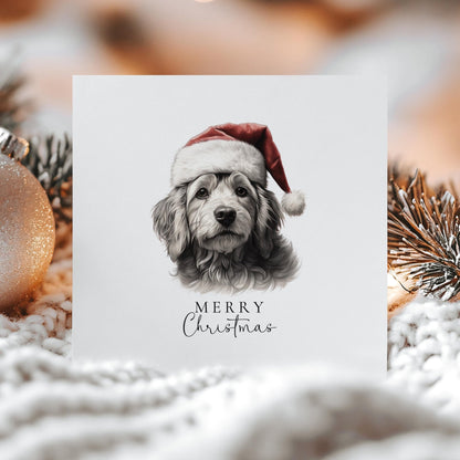 Christmas Cockapoo Card - Personalised Festive Dog Greeting With Santa Hat Design - Whimsi Lilley