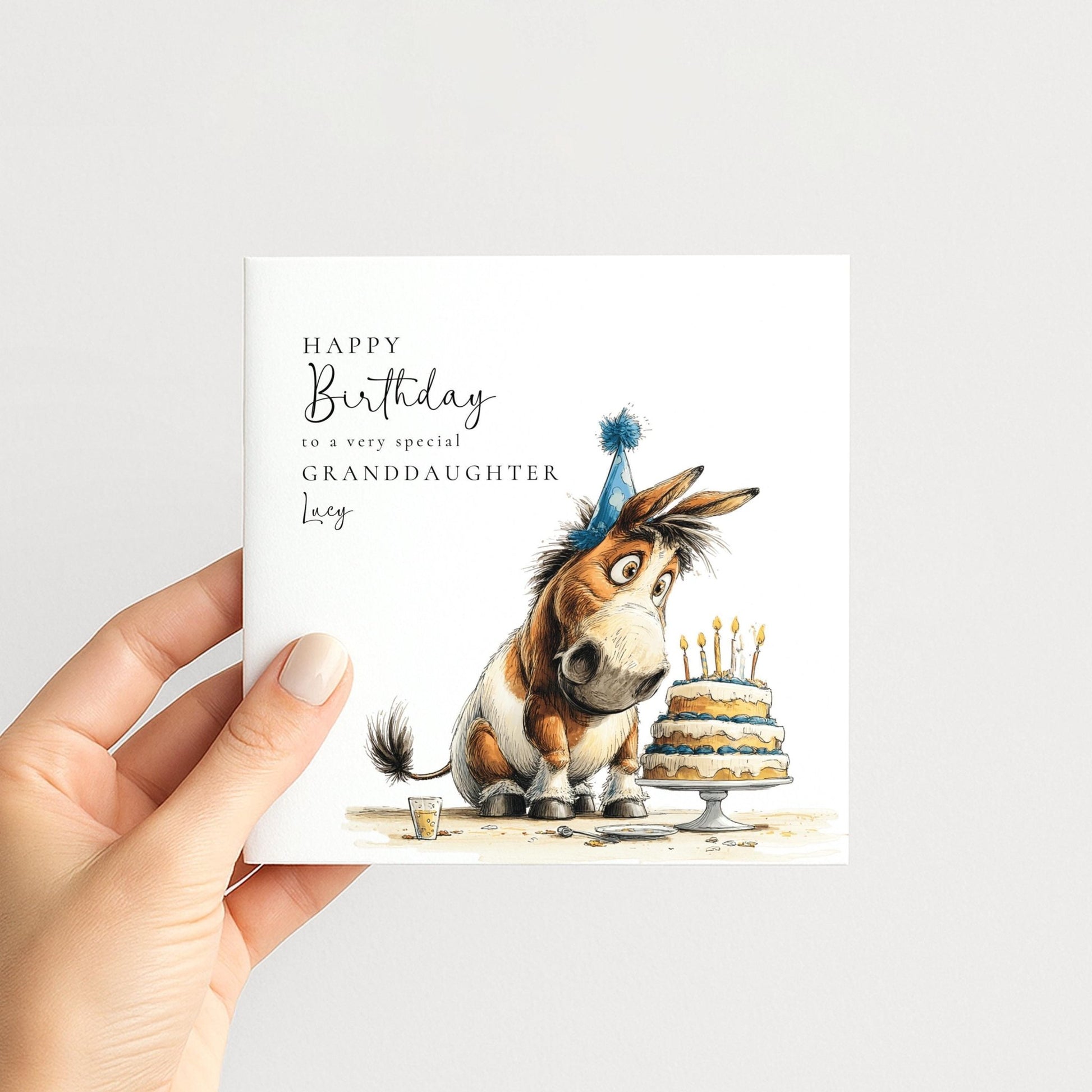 Birthday Card Granddaughter – Funny Horse Design | Personalised Floral Greeting