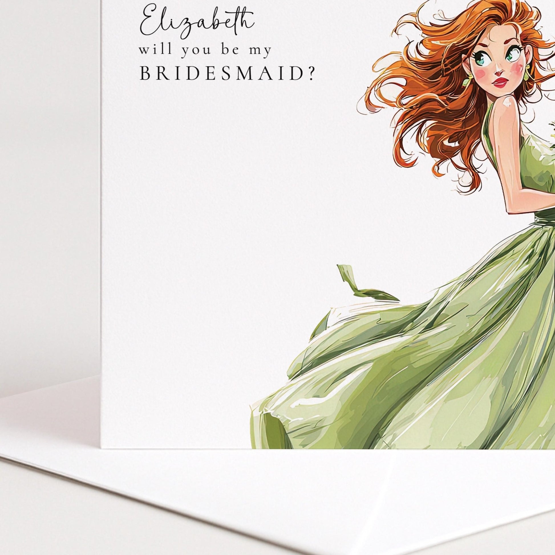 Funny Bridesmaid Proposal Card by Whimsi Lilley with playful "Will You Be..." message and colorful design.