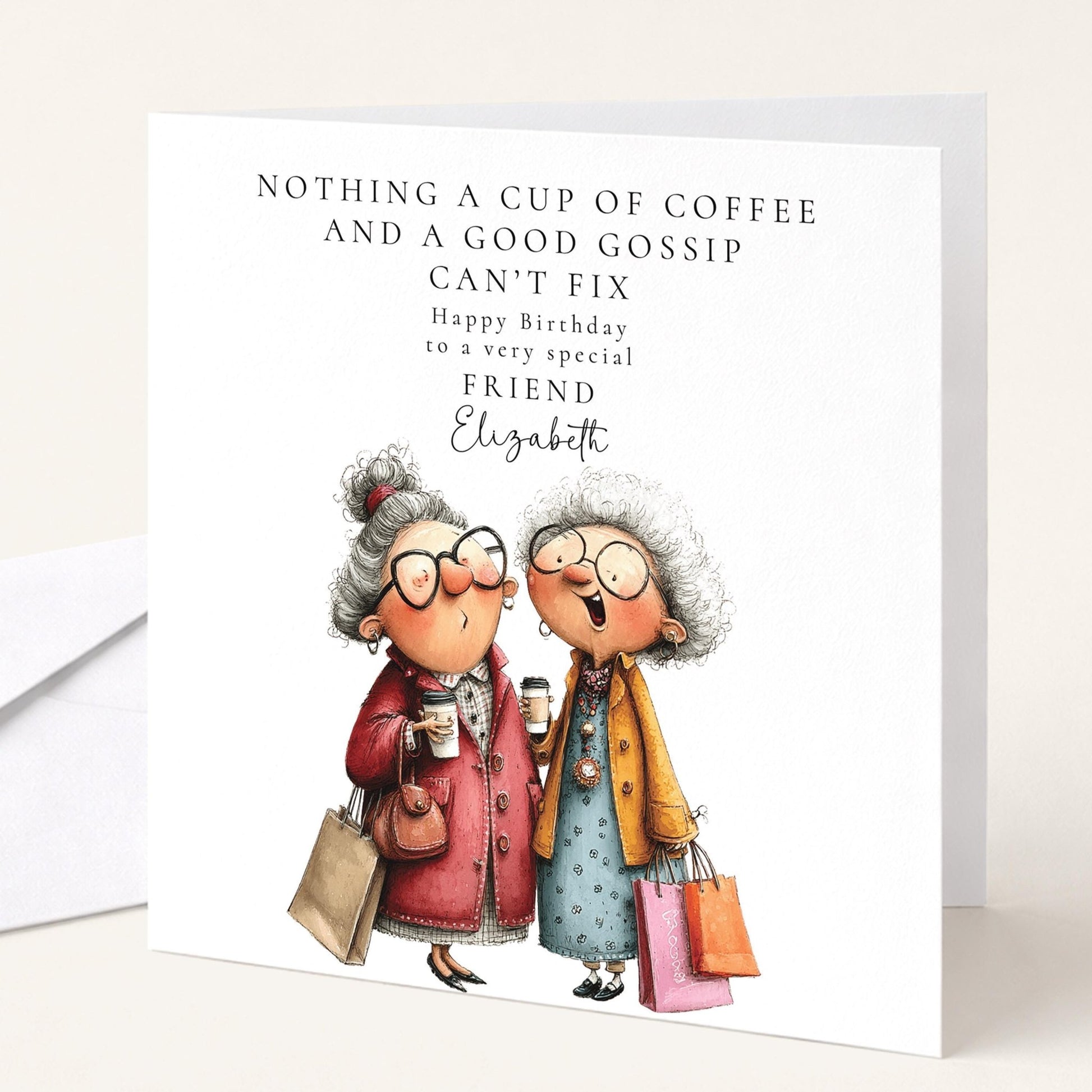 Funny Friend Birthday Card - Coffee and Gossip