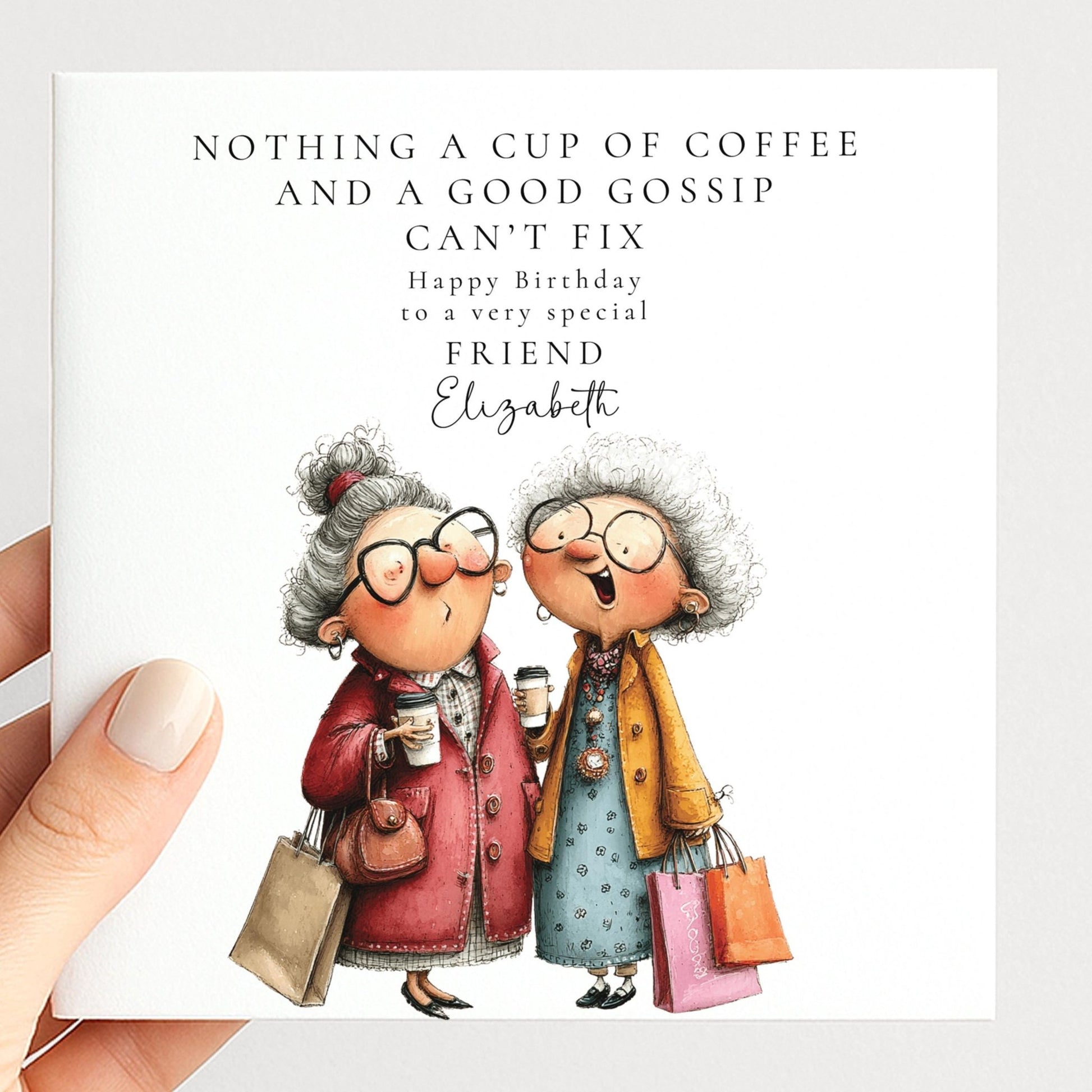 Funny Friend Birthday Card - Coffee and Gossip