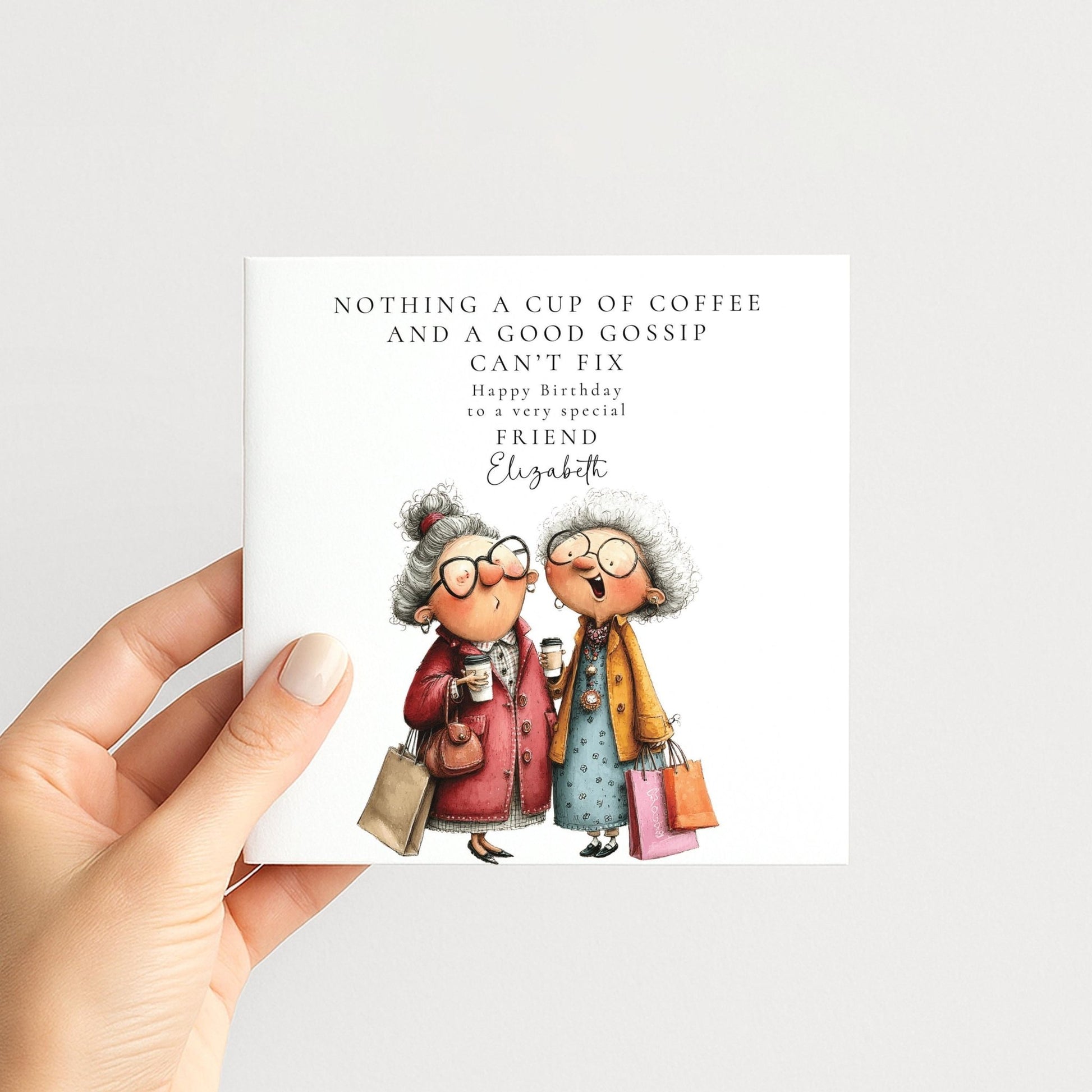 Funny Friend Birthday Card - Coffee and Gossip