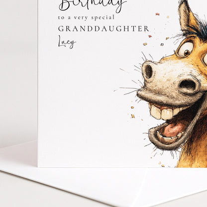 Funny Horse Birthday Card For Granddaughter