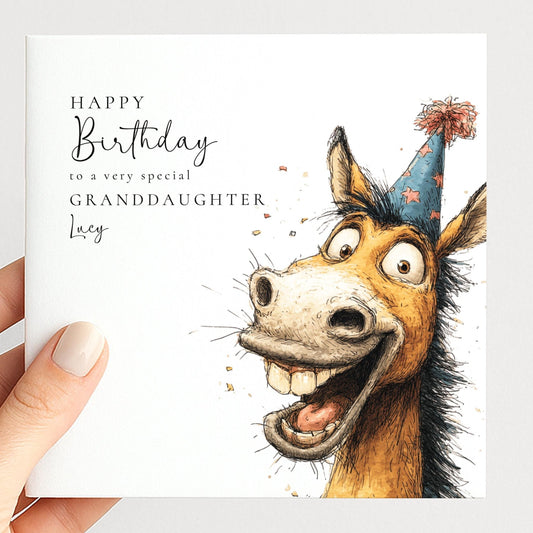 Funny Horse Birthday Card For Granddaughter