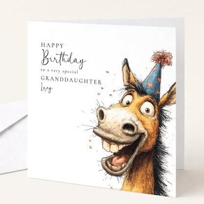Funny Horse Birthday Card For Granddaughter