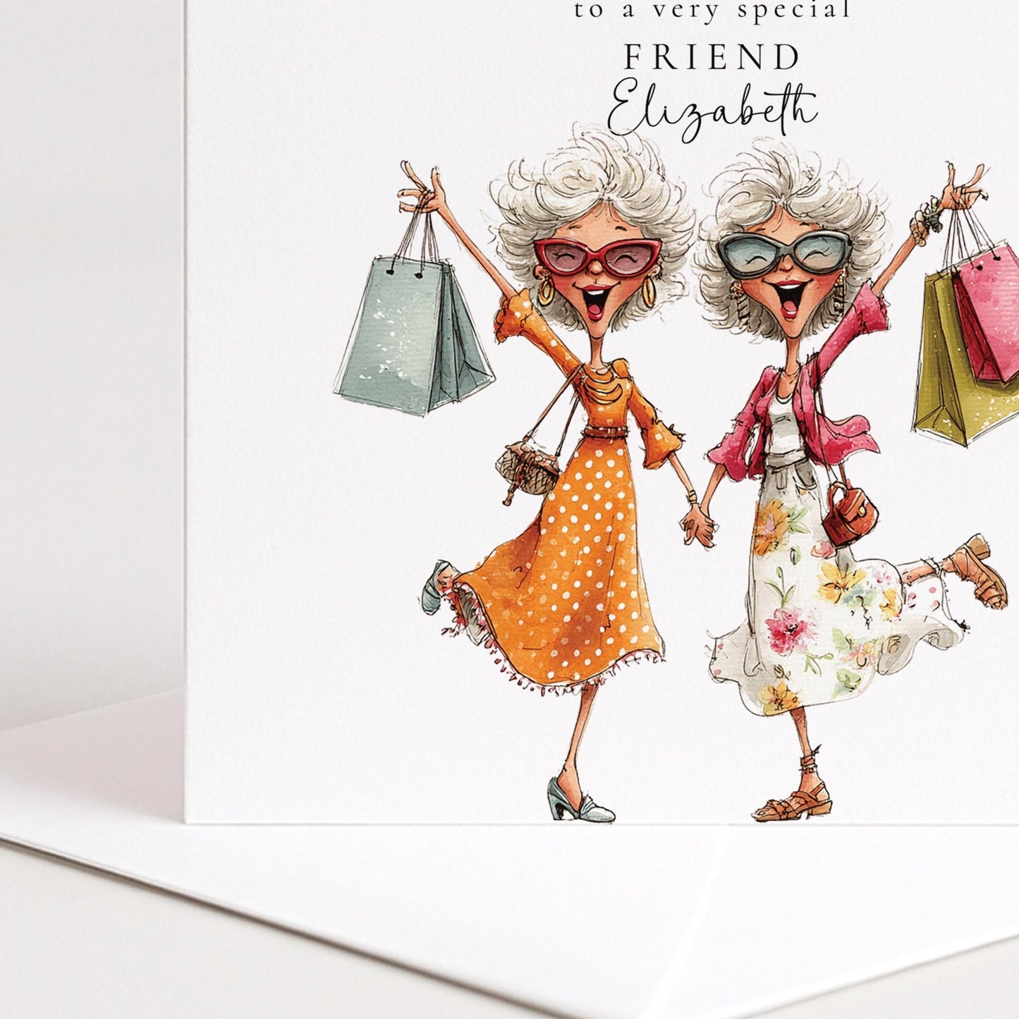 Funny Shopping Friend Card - Personalised Birthday Greeting With Custom Message