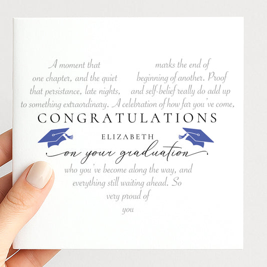 Personalised graduation poem card, congratulations, so very proud of you
